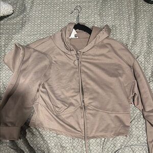Taupe Zip-Up Hoodie